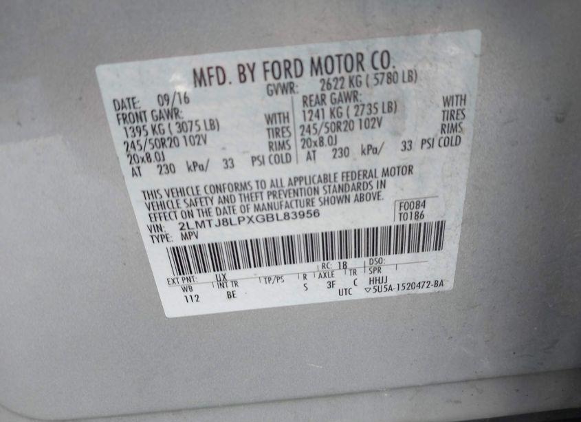 Photo 9 of 2016 Lincoln Mkx RESERVE (VIN 2LMTJ8LPXGBL83956)