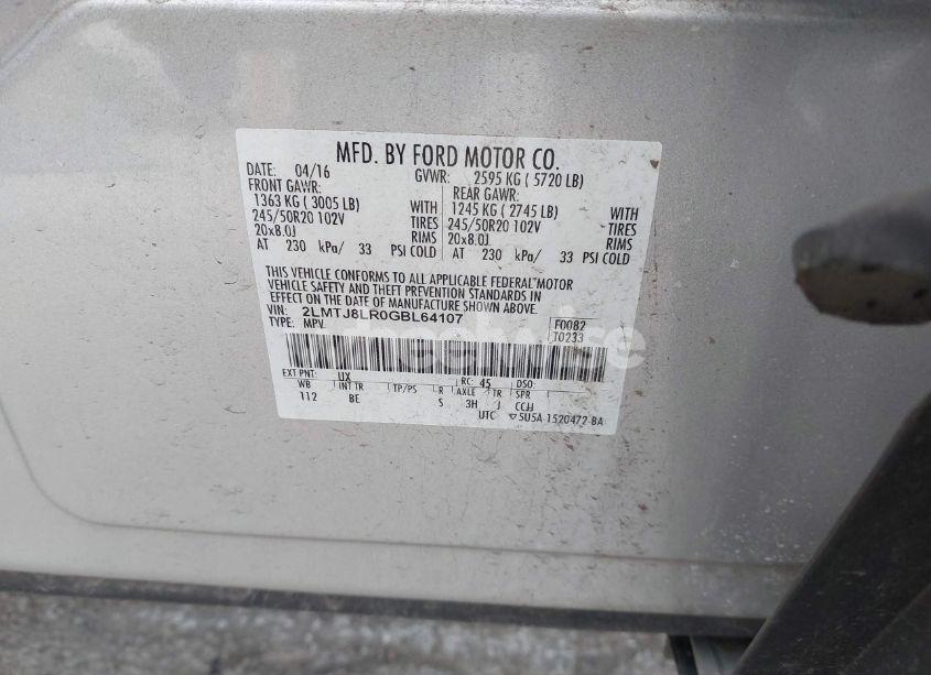 Photo 9 of 2016 Lincoln Mkx RESERVE (VIN 2LMTJ8LR0GBL64107)