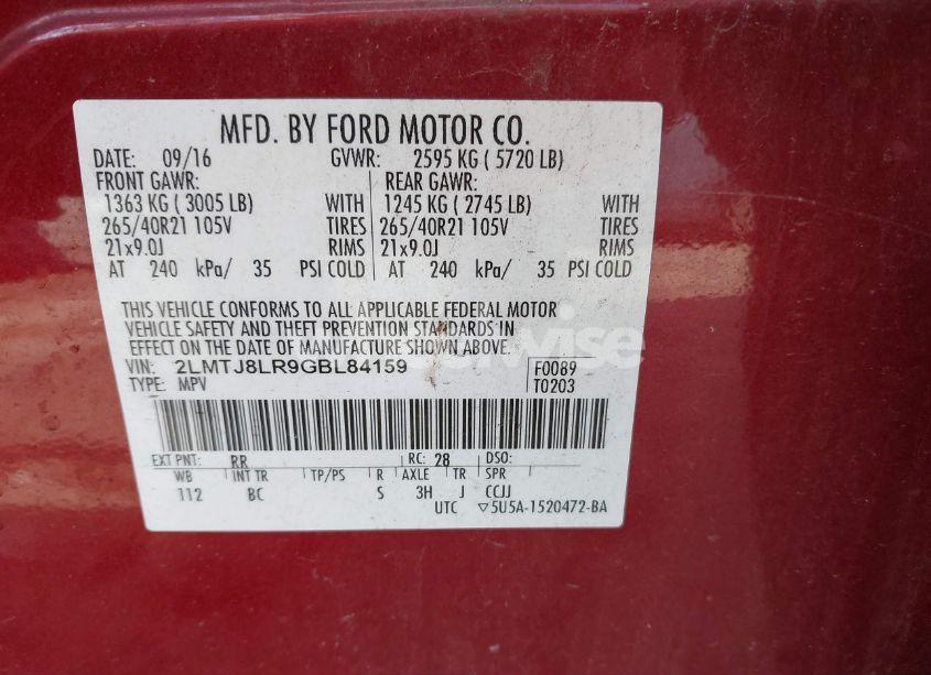 Photo 9 of 2016 Lincoln Mkx RESERVE (VIN 2LMTJ8LR9GBL84159)