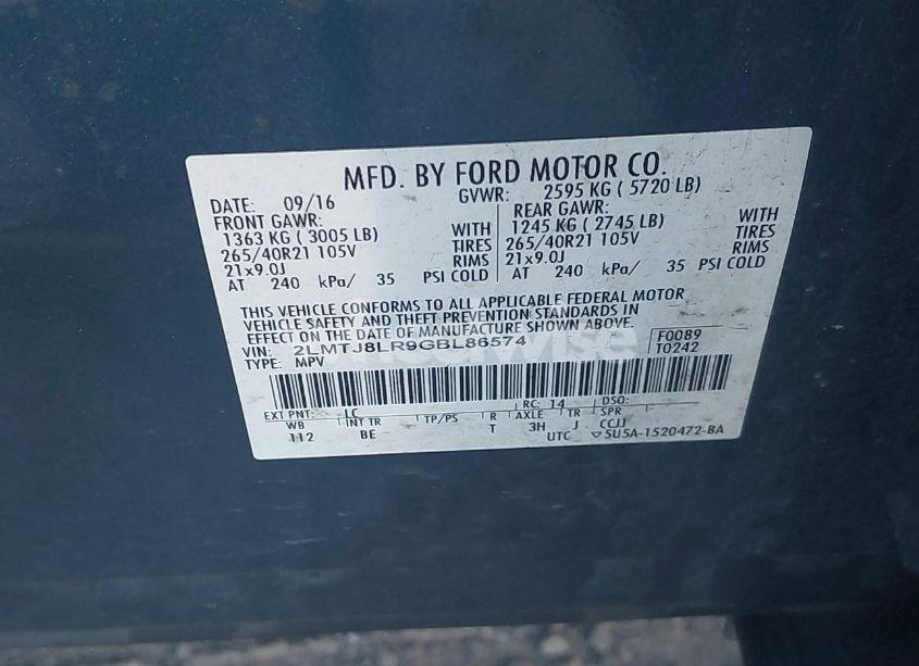 Photo 9 of 2016 Lincoln Mkx RESERVE (VIN 2LMTJ8LR9GBL86574)