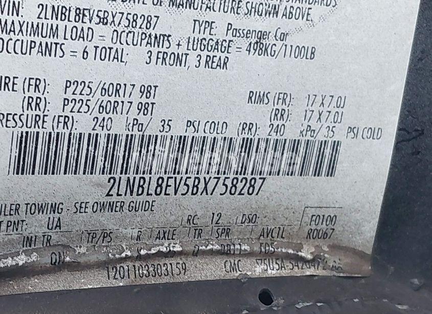 Photo 9 of 2011 Lincoln Town CAR EXECUTIVE L (VIN 2LNBL8EV5BX758287)