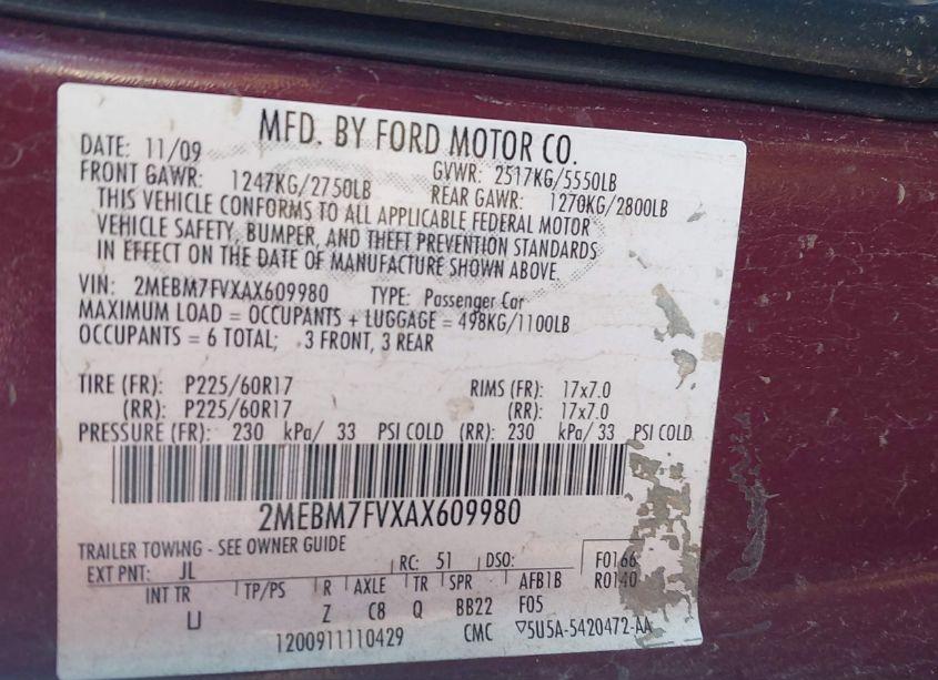 Photo 9 of 2010 Mercury Grand MARQUIS LS (FLEET ONLY) (VIN 2MEBM7FVXAX609980)