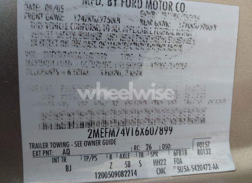 Photo 9 of 2006 Mercury Grand MARQUIS GS (VIN 2MEFM74V16X607899)