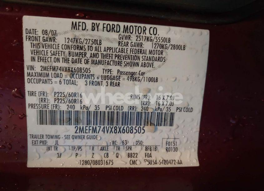 Photo 9 of 2008 Mercury Grand MARQUIS GS (VIN 2MEFM74VX8X608505)