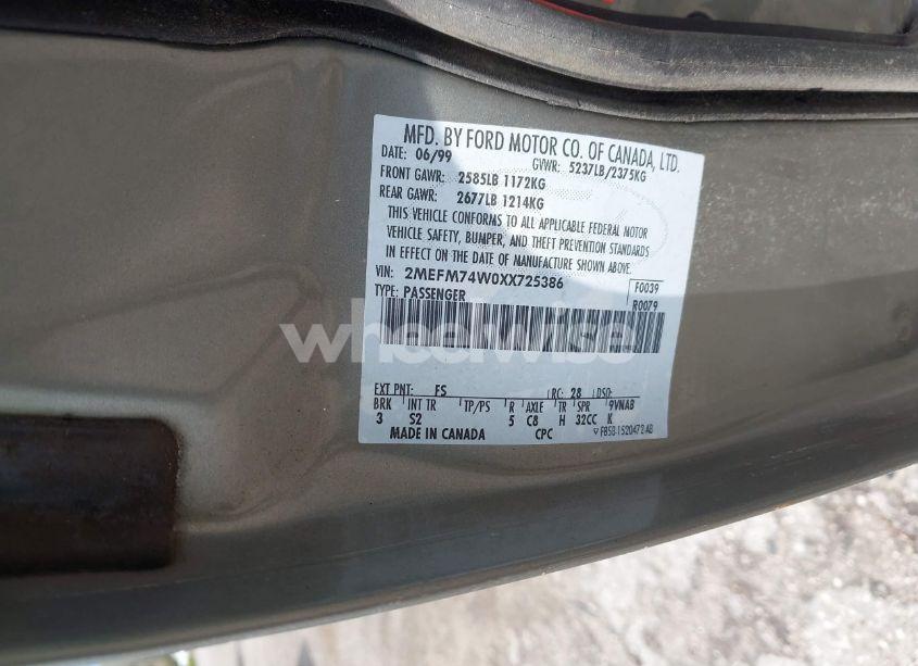 Photo 9 of 1999 Mercury Grand MARQUIS GS (VIN 2MEFM74W0XX725386)