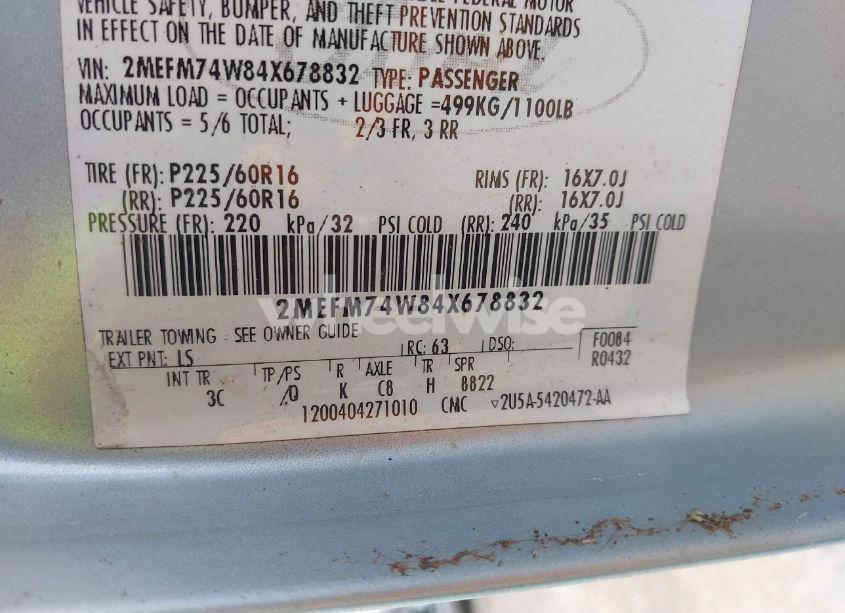 Photo 9 of 2004 Mercury Grand MARQUIS GS (VIN 2MEFM74W84X678832)