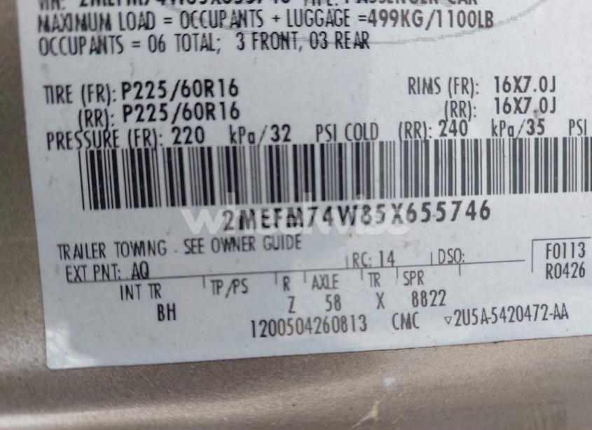 Photo 9 of 2005 Mercury Grand MARQUIS GS (VIN 2MEFM74W85X655746)