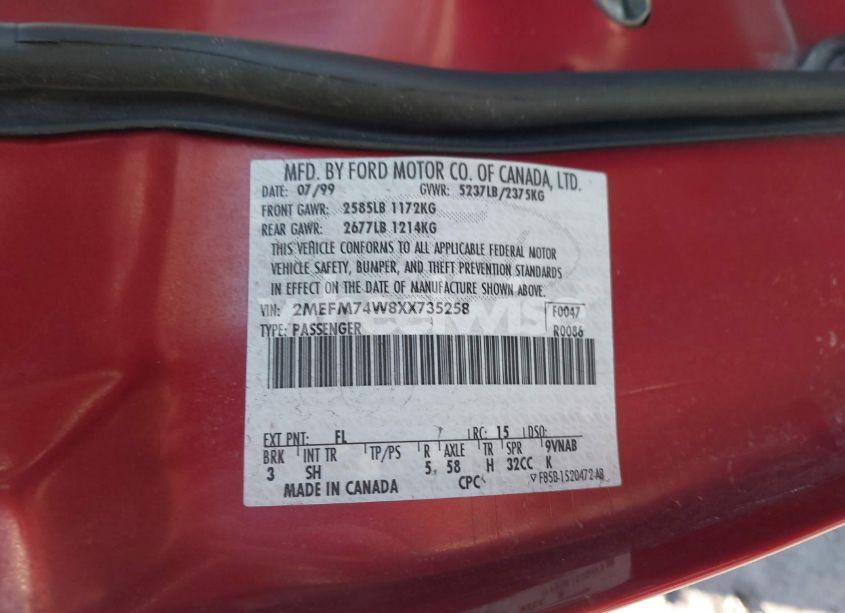 Photo 9 of 1999 Mercury Grand MARQUIS GS (VIN 2MEFM74W8XX735258)