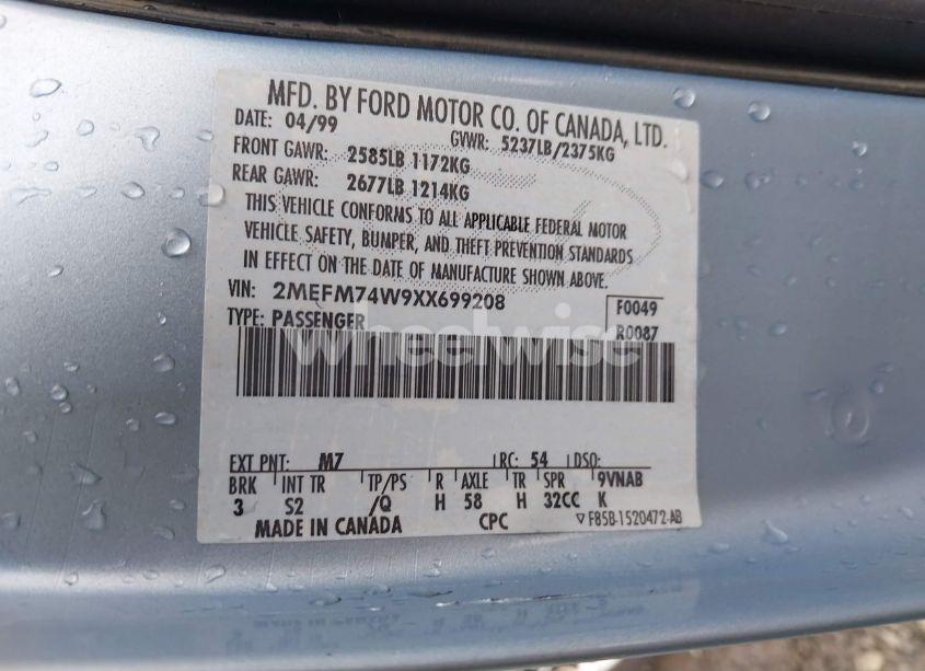 Photo 9 of 1999 Mercury Grand MARQUIS GS (VIN 2MEFM74W9XX699208)