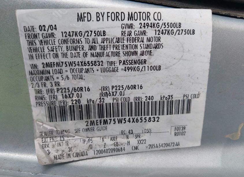 Photo 9 of 2005 Mercury Grand MARQUIS GS (VIN 2MEFM74WX5X609318)