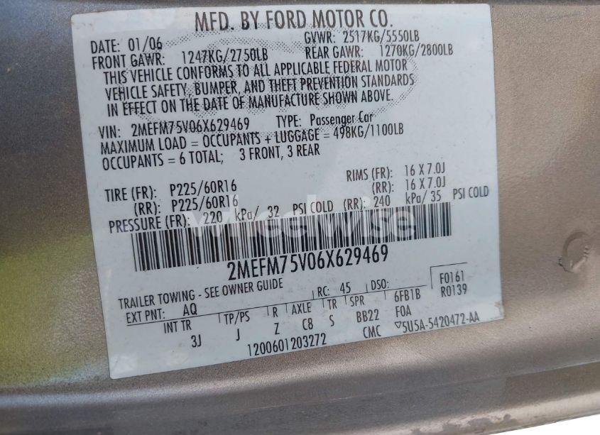 Photo 9 of 2006 Mercury Grand MARQUIS LS (VIN 2MEFM75V06X629469)
