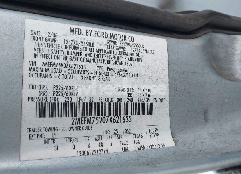 Photo 9 of 2007 Mercury Grand MARQUIS LS (VIN 2MEFM75V07X621633)