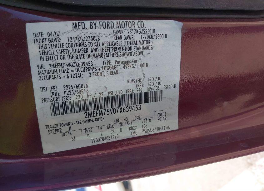 Photo 9 of 2007 Mercury Grand MARQUIS LS (VIN 2MEFM75V07X639453)