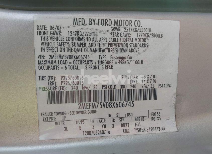 Photo 9 of 2008 Mercury Grand MARQUIS LS (VIN 2MEFM75V08X606745)