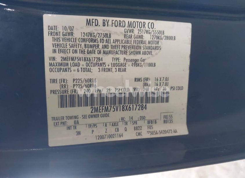 Photo 9 of 2008 Mercury Grand MARQUIS LS (VIN 2MEFM75V18X617284)