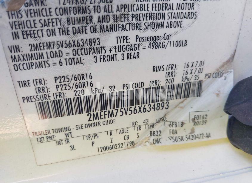 Photo 9 of 2006 Mercury Grand MARQUIS LS (VIN 2MEFM75V56X634893)