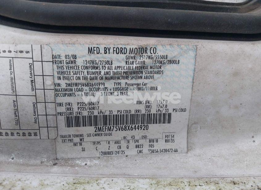 Photo 9 of 2008 Mercury Grand MARQUIS LS (VIN 2MEFM75V68X644920)