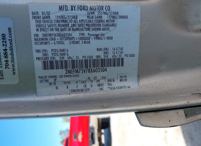 Photo 9 of 2008 Mercury Grand MARQUIS LS (VIN 2MEFM75V78X603504)