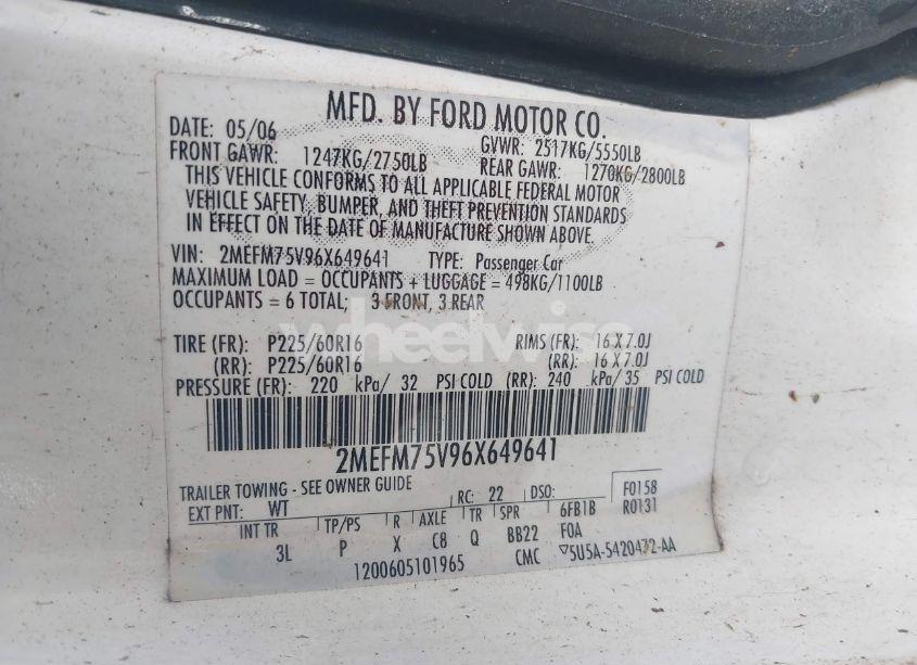 Photo 9 of 2006 Mercury Grand MARQUIS LS (VIN 2MEFM75V96X649641)