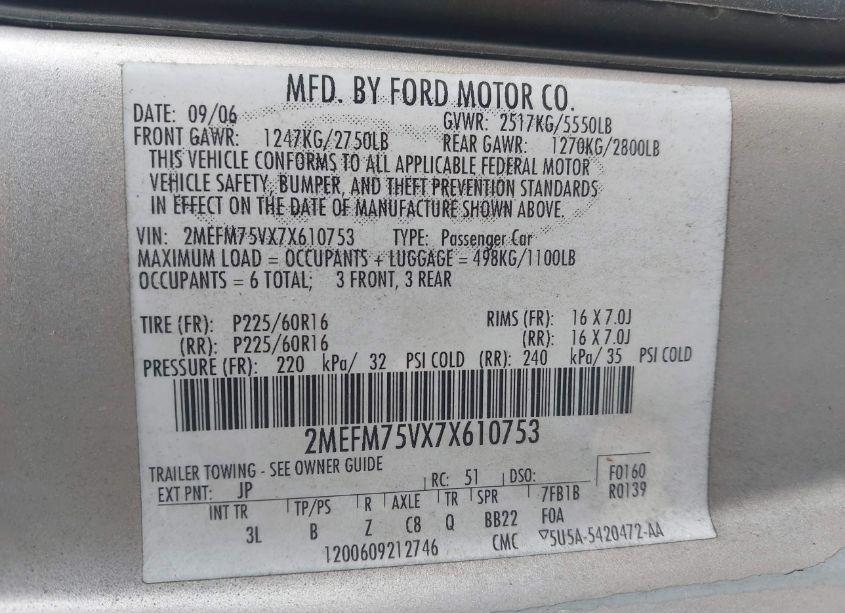 Photo 9 of 2007 Mercury Grand MARQUIS LS (VIN 2MEFM75VX7X610753)