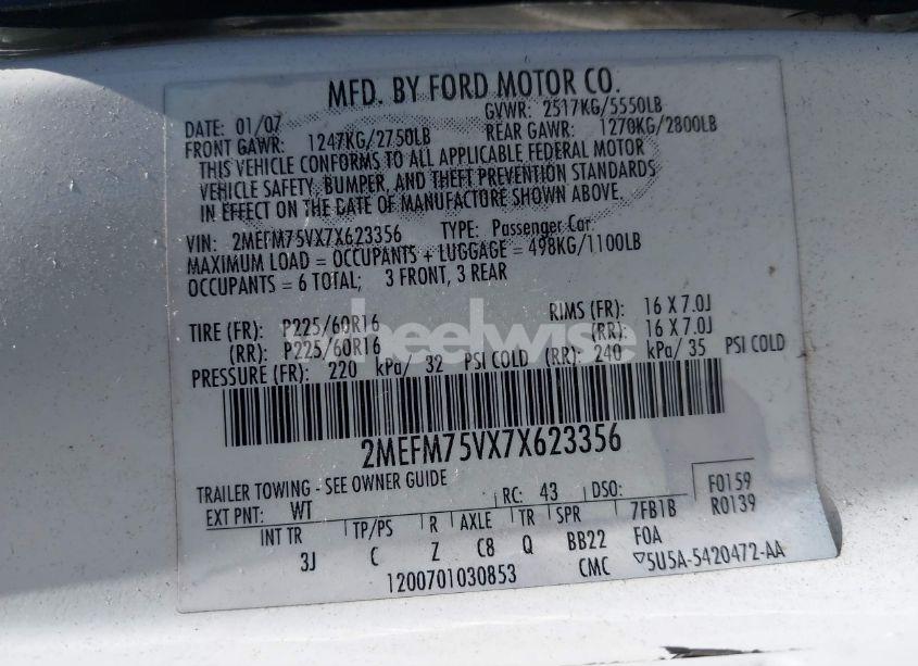 Photo 9 of 2007 Mercury Grand MARQUIS LS (VIN 2MEFM75VX7X623356)