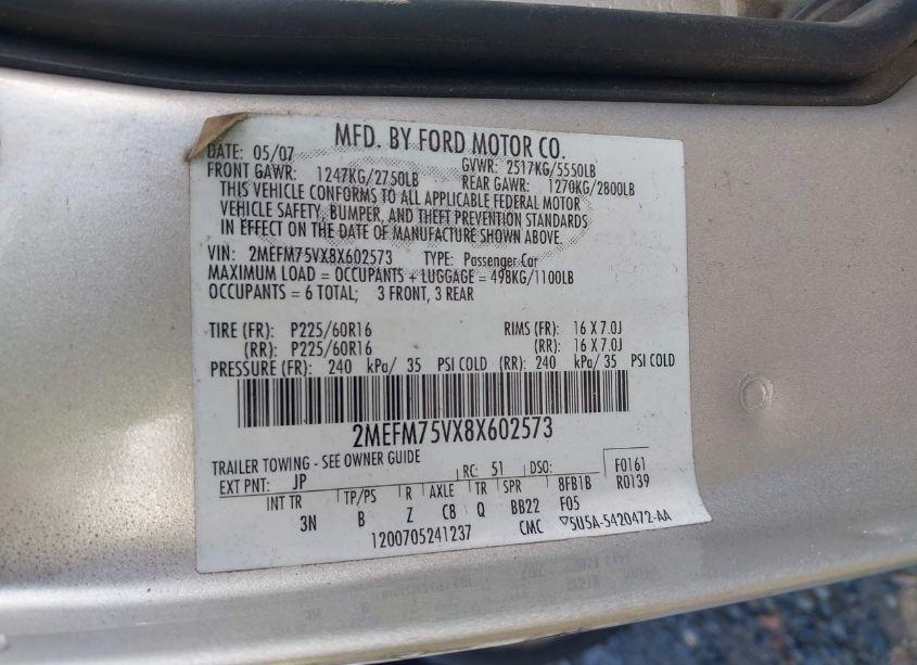 Photo 9 of 2008 Mercury Grand MARQUIS LS (VIN 2MEFM75VX8X602573)