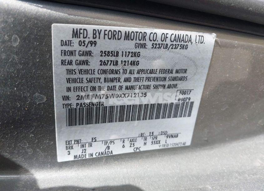Photo 9 of 1999 Mercury Grand MARQUIS LS (VIN 2MEFM75W0XX712135)