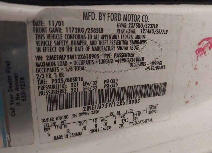 Photo 9 of 2002 Mercury Grand MARQUIS LS (VIN 2MEFM75W12X618905)