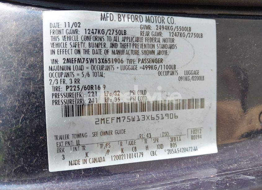 Photo 9 of 2003 Mercury Grand MARQUIS LS (VIN 2MEFM75W13X651906)