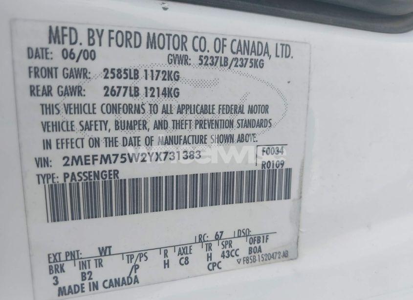 Photo 9 of 2000 Mercury Grand MARQUIS LS (VIN 2MEFM75W2YX731383)