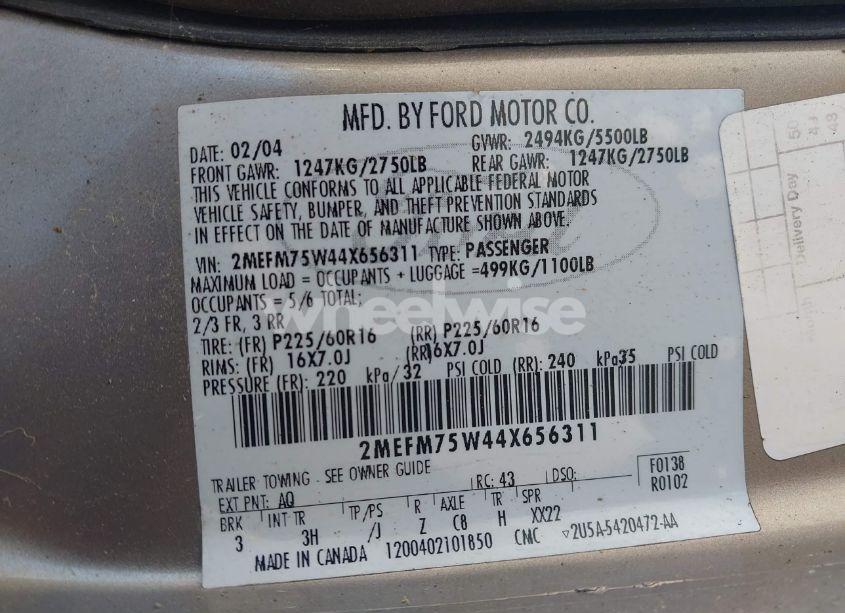 Photo 9 of 2004 Mercury Grand MARQUIS LS (VIN 2MEFM75W44X656311)