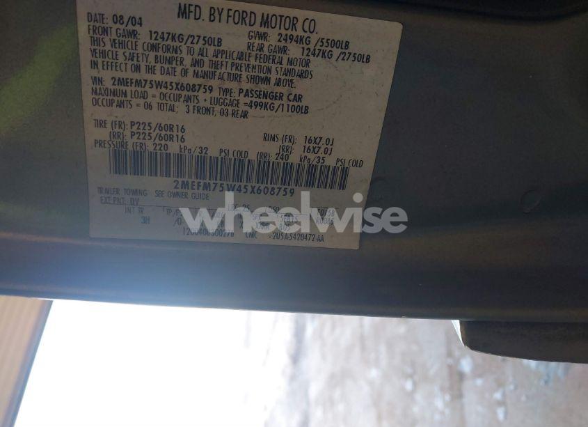 Photo 9 of 2005 Mercury Grand MARQUIS LS/LSE (VIN 2MEFM75W45X608759)