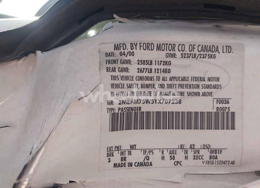 Photo 9 of 2000 Mercury Grand MARQUIS LS (VIN 2MEFM75W5YX707238)