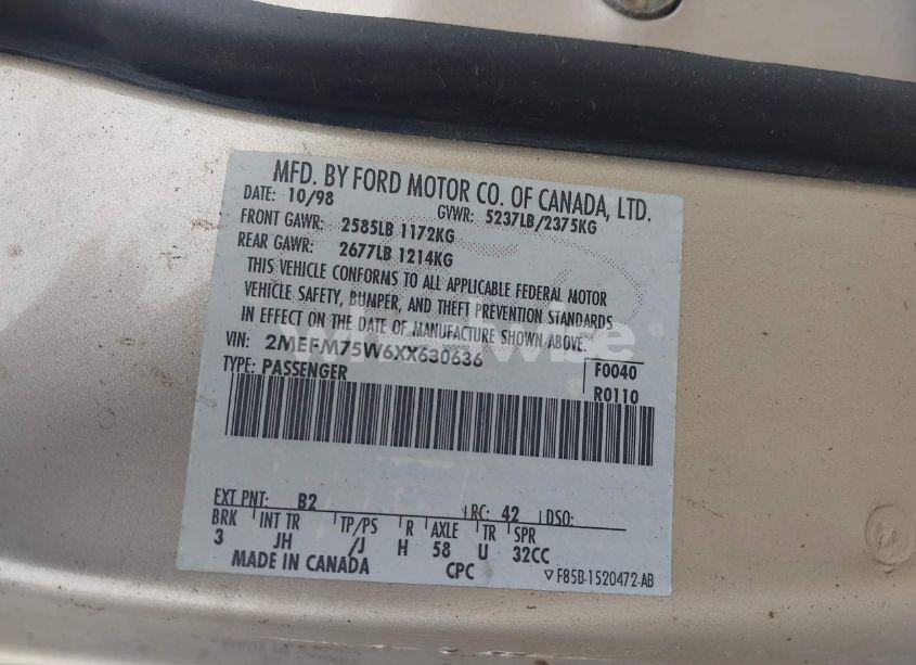 Photo 9 of 1999 Mercury Grand MARQUIS LS (VIN 2MEFM75W6XX630636)