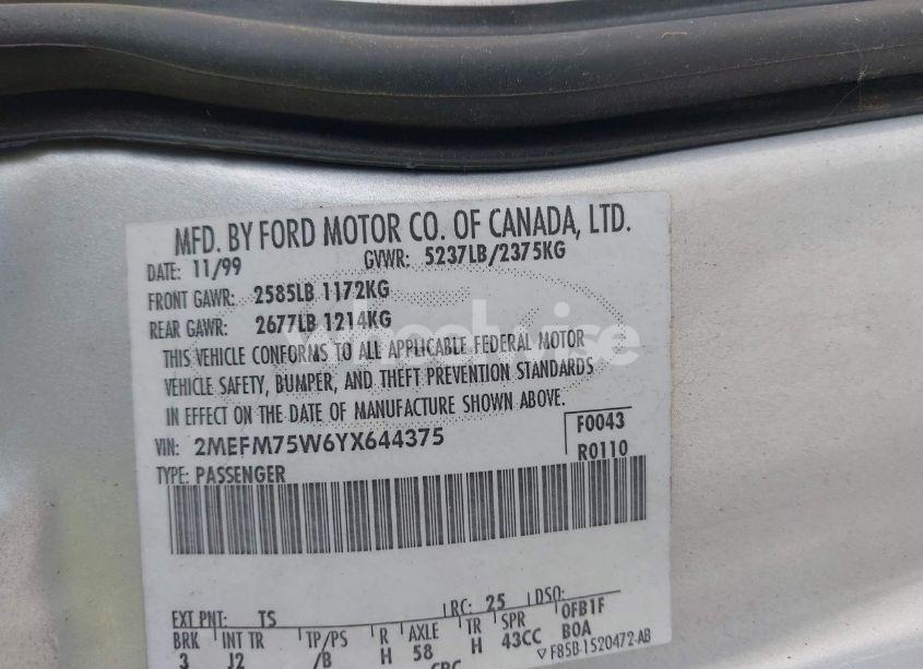 Photo 9 of 2000 Mercury Grand MARQUIS LS (VIN 2MEFM75W6YX644375)