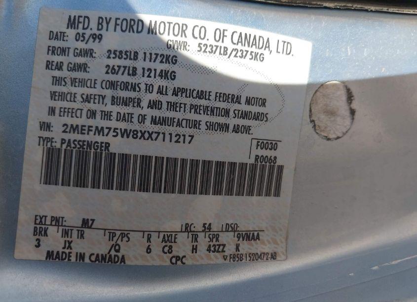 Photo 9 of 1999 Mercury Grand MARQUIS LS (VIN 2MEFM75W8XX711217)