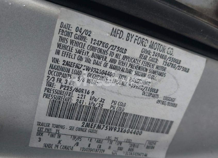 Photo 9 of 2003 Mercury Grand MARQUIS LS (VIN 2MEFM75W93X604400)