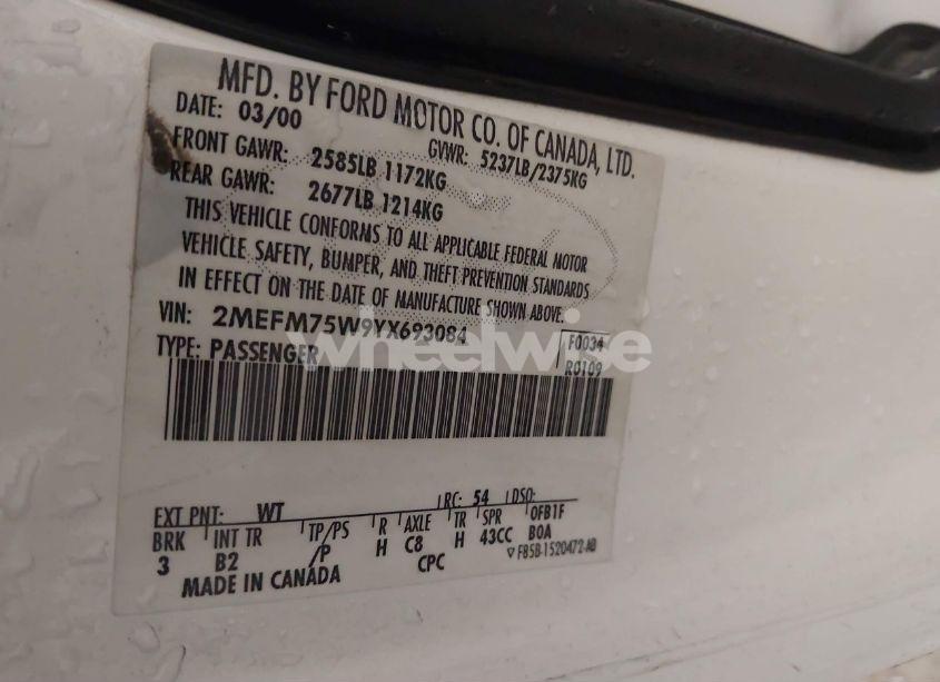 Photo 9 of 2000 Mercury Grand MARQUIS LS (VIN 2MEFM75W9YX693084)