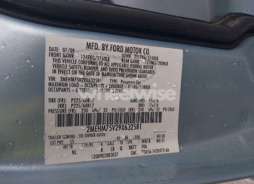 Photo 9 of 2009 Mercury Grand MARQUIS LS (FLEET ONLY) (VIN 2MEHM75V29X632581)