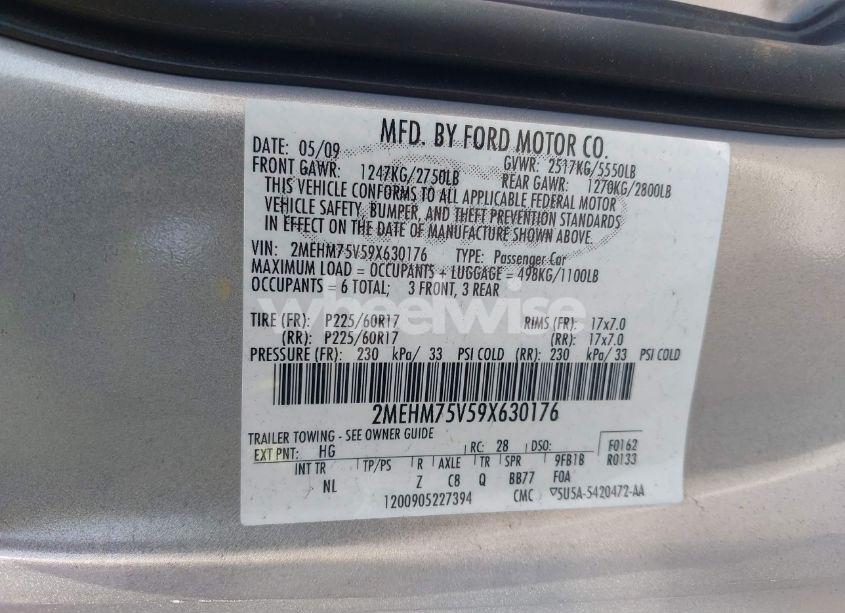 Photo 9 of 2009 Mercury Grand MARQUIS LS (FLEET ONLY) (VIN 2MEHM75V59X630176)