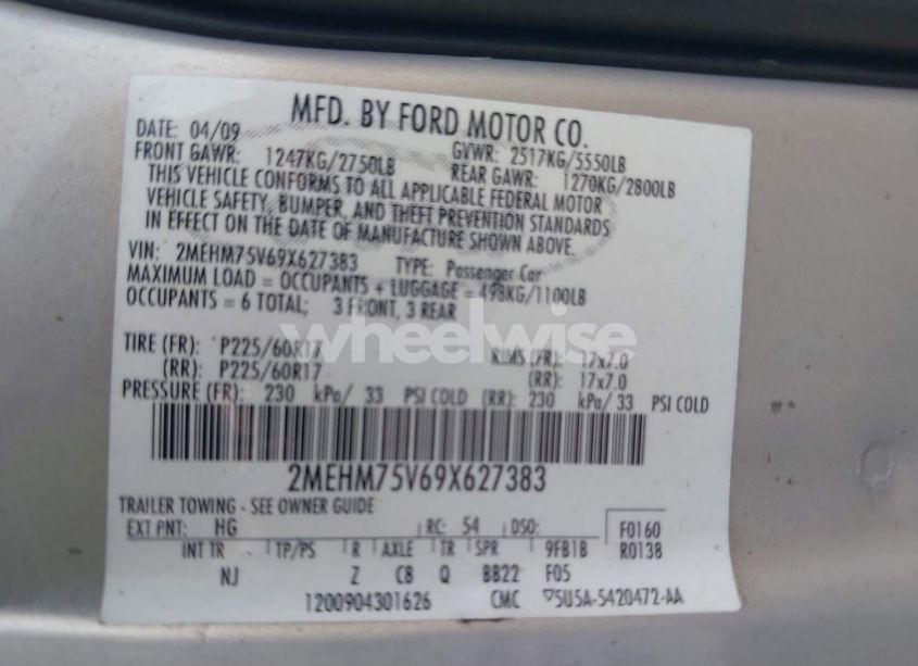 Photo 9 of 2009 Mercury Grand MARQUIS LS (FLEET ONLY) (VIN 2MEHM75V69X627383)