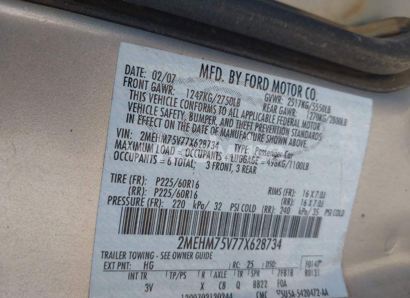 Photo 9 of 2007 Mercury Grand MARQUIS LS (VIN 2MEHM75V77X628734)