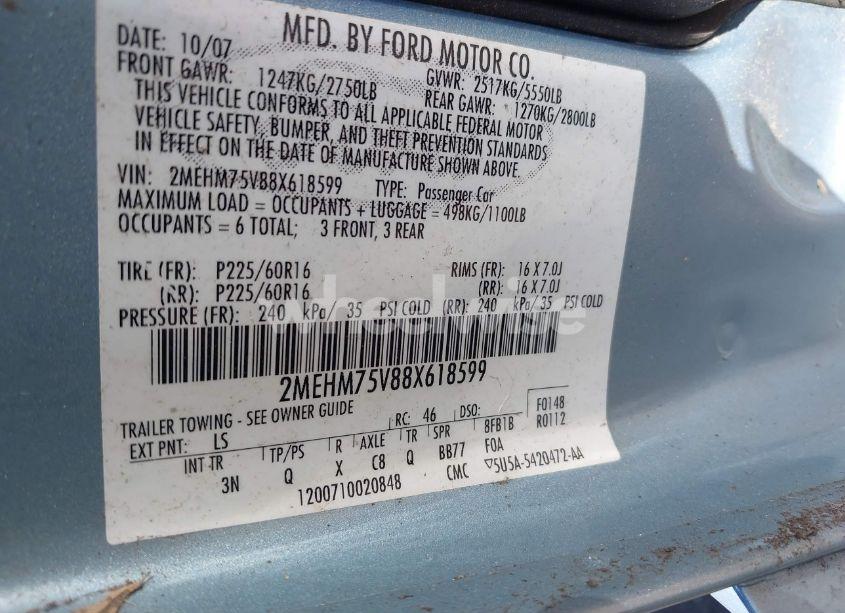 Photo 9 of 2008 Mercury Grand MARQUIS LS (VIN 2MEHM75V88X618599)