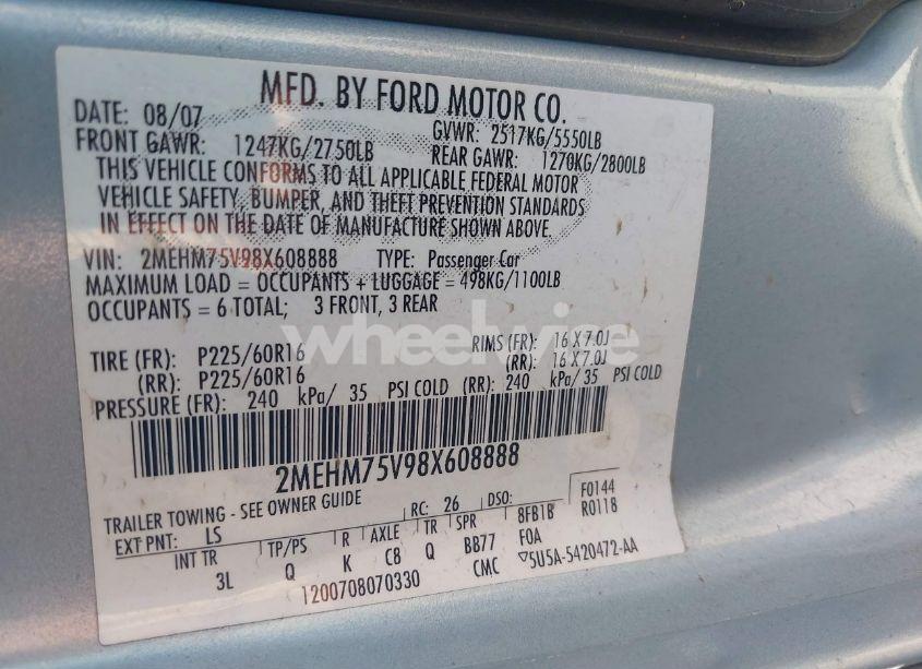 Photo 9 of 2008 Mercury Grand MARQUIS LS (VIN 2MEHM75V98X608888)