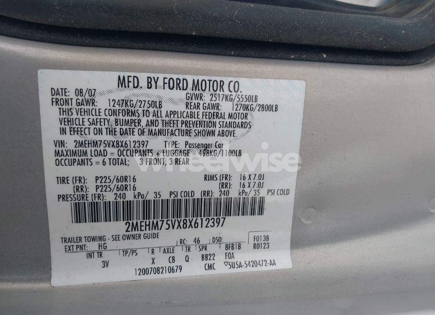 Photo 9 of 2008 Mercury Grand MARQUIS LS (VIN 2MEHM75VX8X612397)