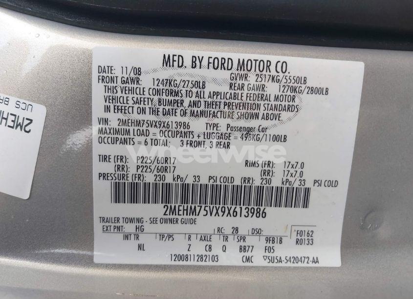 Photo 9 of 2009 Mercury Grand MARQUIS LS (FLEET ONLY) (VIN 2MEHM75VX9X613986)