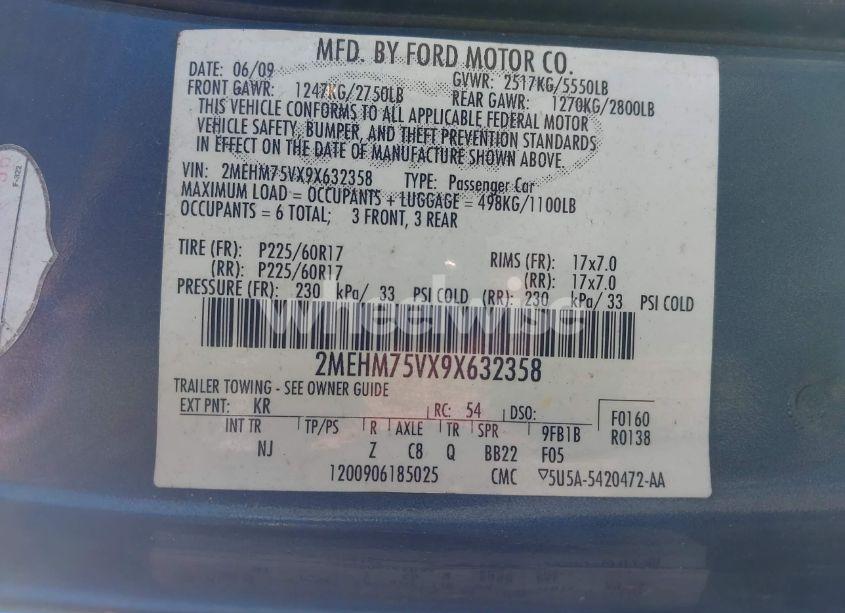 Photo 9 of 2009 Mercury Grand MARQUIS LS (FLEET ONLY) (VIN 2MEHM75VX9X632358)