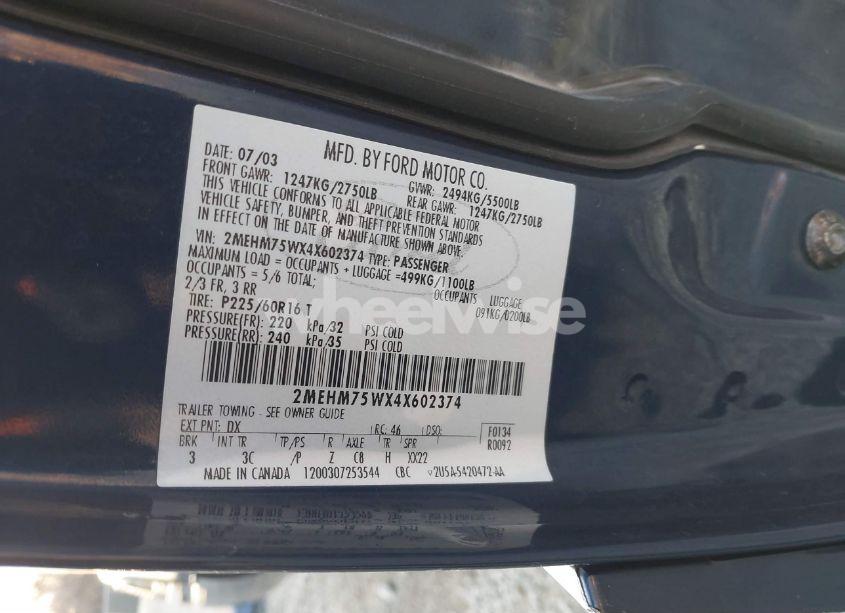 Photo 9 of 2004 Mercury Grand MARQUIS LS (VIN 2MEHM75WX4X602374)