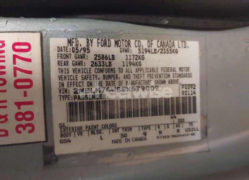 Photo 9 of 1995 Mercury Grand MARQUIS GS (VIN 2MELM74W8SX679009)