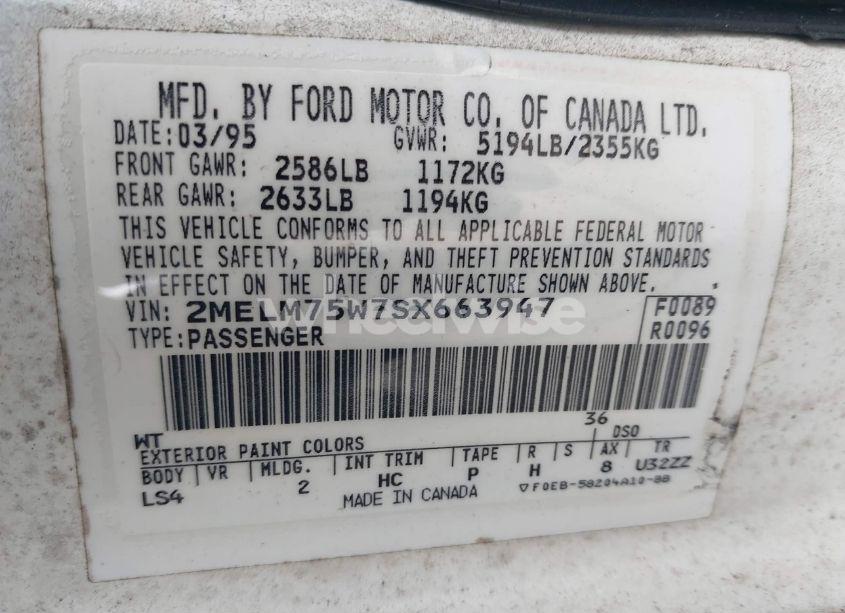 Photo 9 of 1995 Mercury Grand MARQUIS LS (VIN 2MELM75W7SX663947)